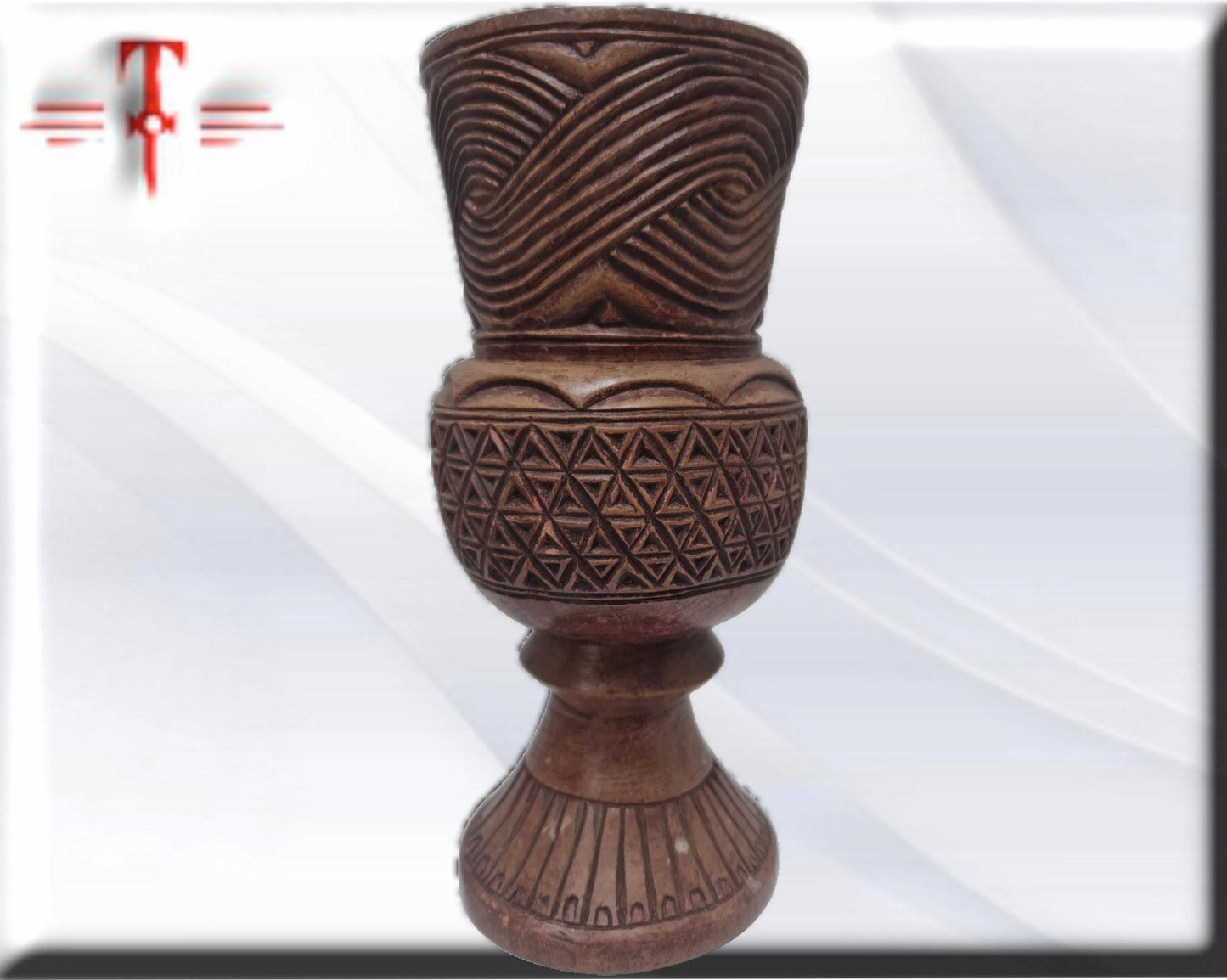 Deco art Jarra tallada , arte Africano , Vintage , hecho a mano