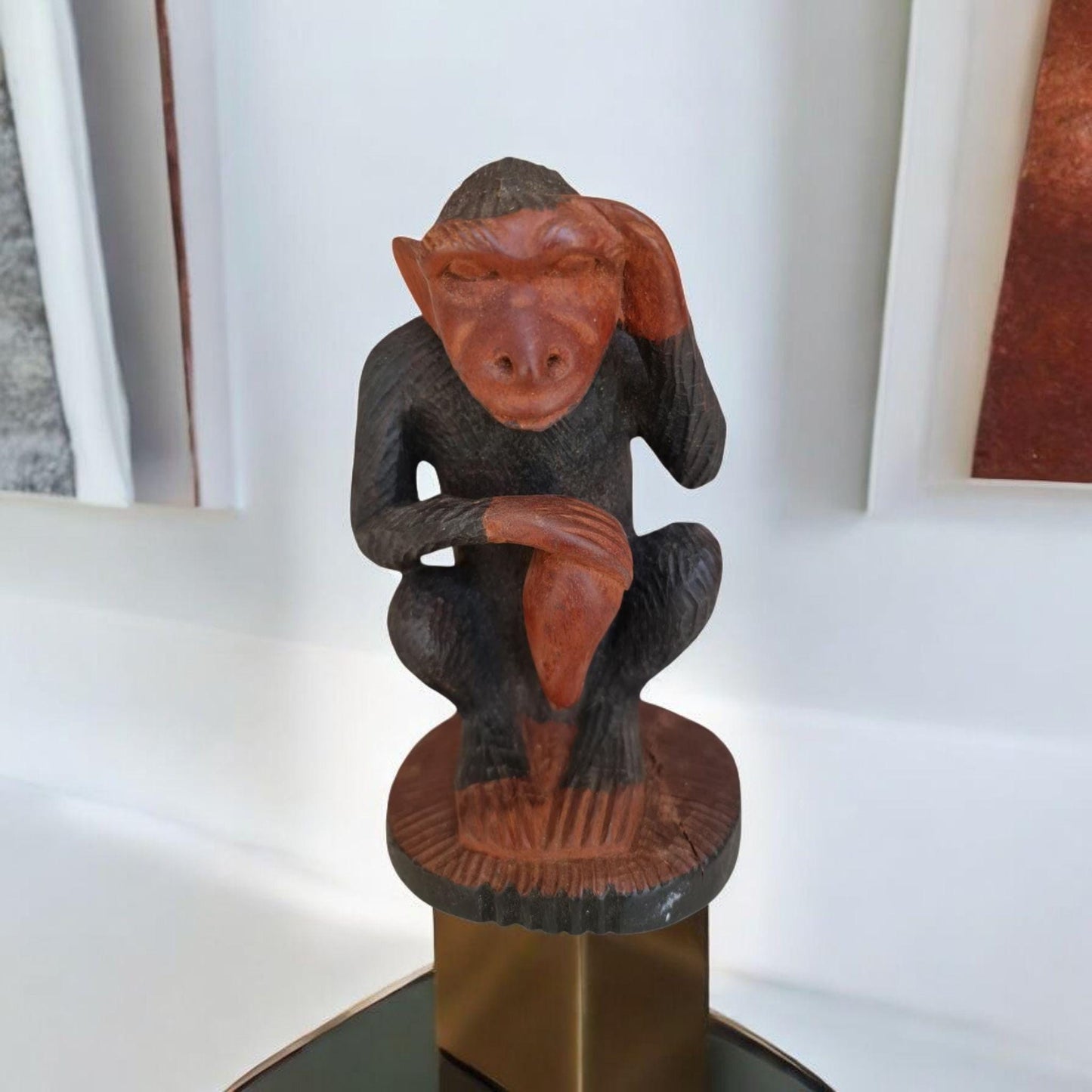 Estatuilla de Mono tallada a mano , arte africano , Galería de arte , antigüedad