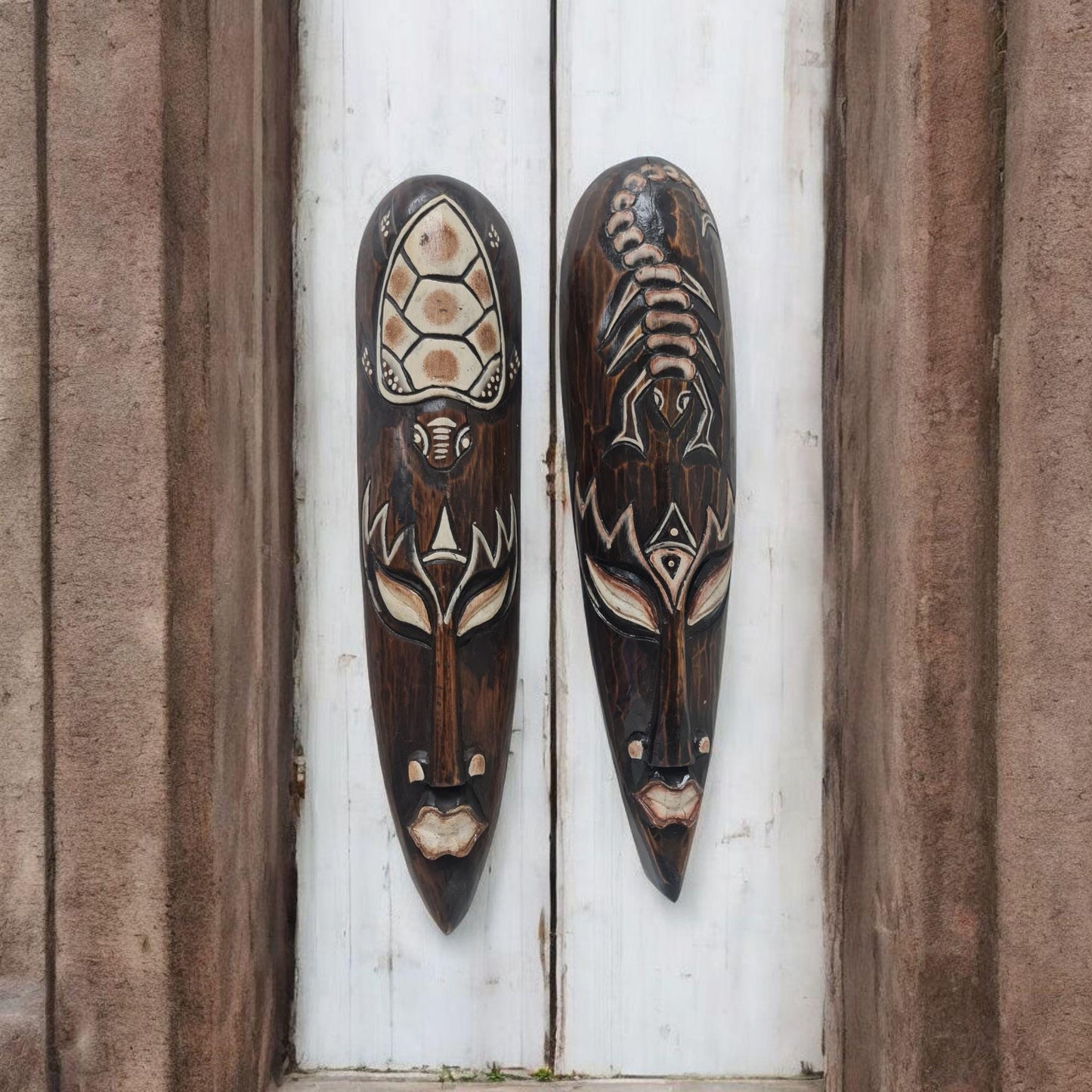 Pareja de mascaras , Indonesia , hecho a mano