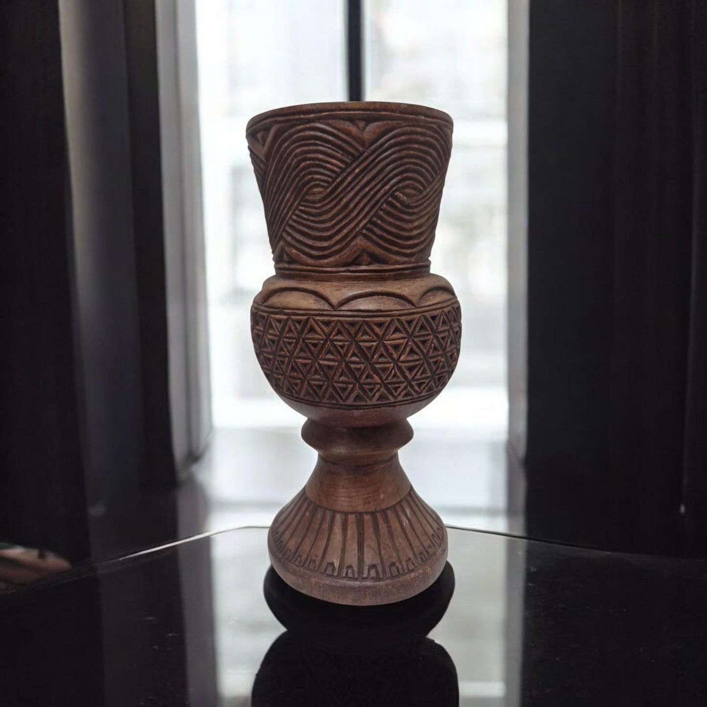 Deco art Jarra tallada , arte Africano , Vintage , hecho a mano