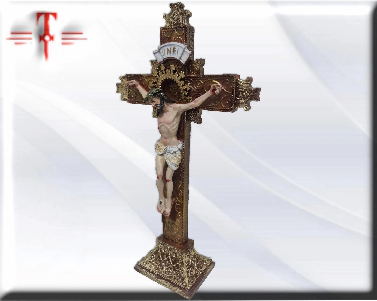Cruz de Jesus crucificado . Santos y virgenes catolicos