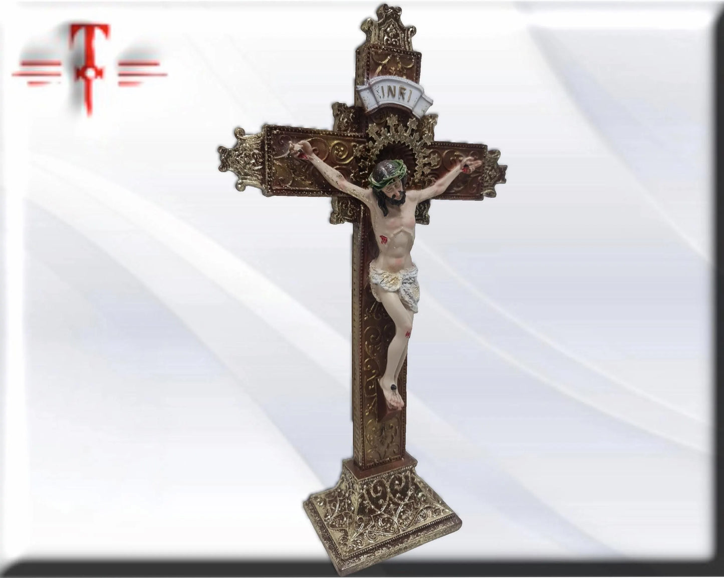 Cruz de Jesus crucificado . Santos y virgenes catolicos