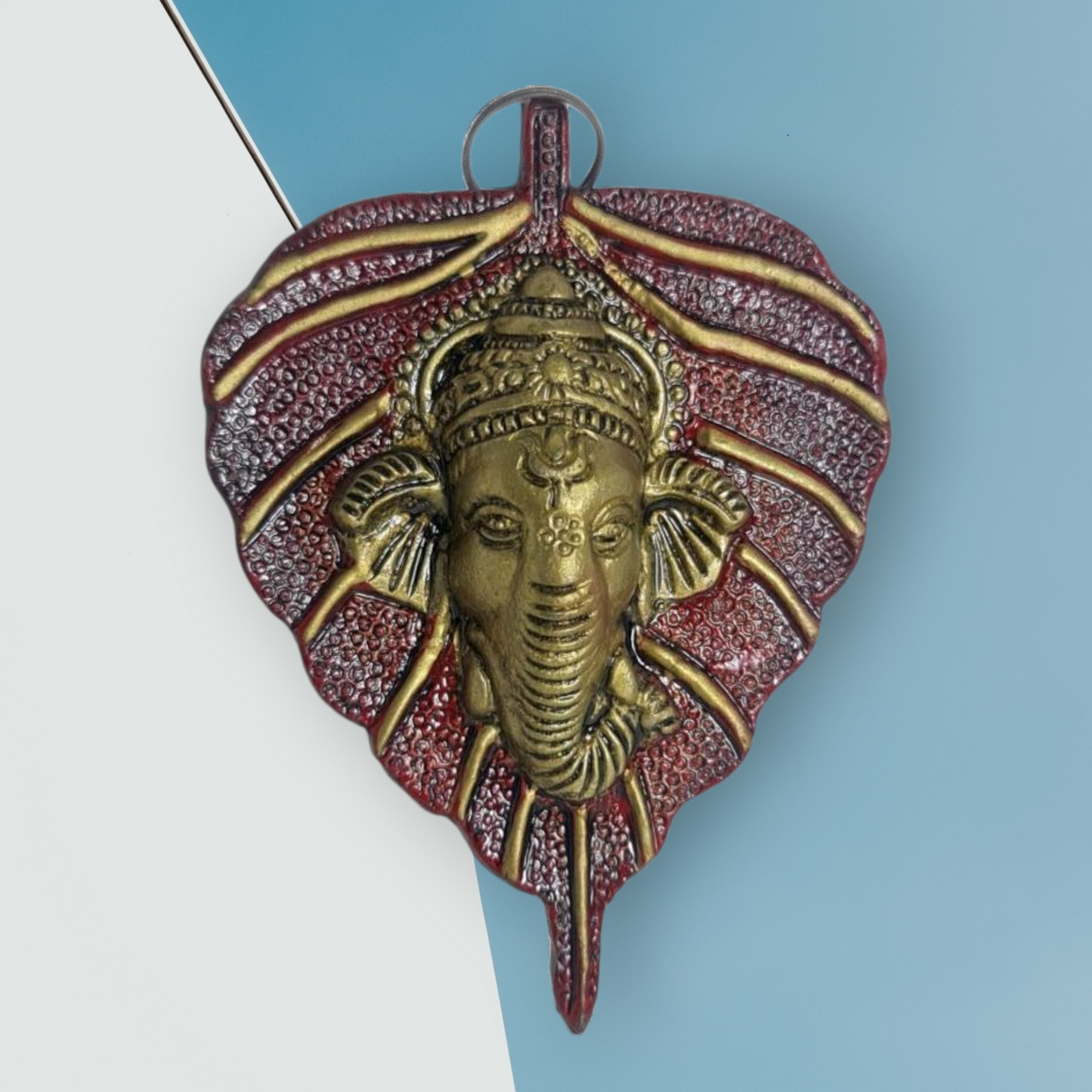 Colgador hoja laton con ganesha