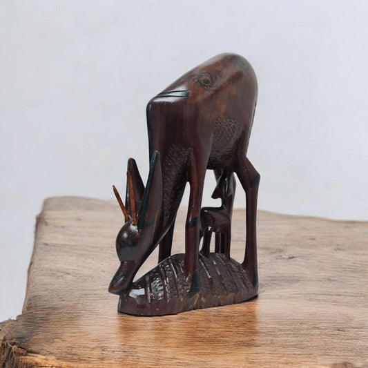 Estatua Familia Animales ciervos , Arte Africano  , Galería de arte , Antigüedad , artesanía africana