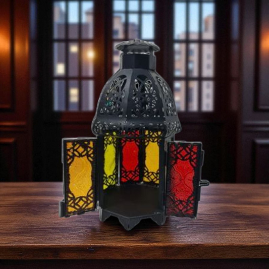 Porta velas metal y cristal