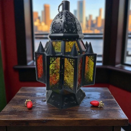 Porta velas hierro estilo arabe