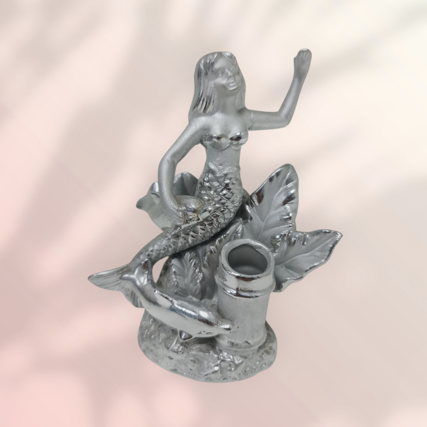 Figura de sirena plateada , decoracion del hogar