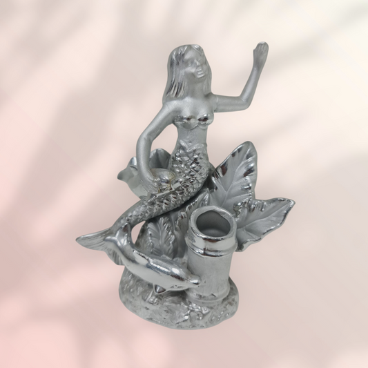 Figura de sirena plateada , decoracion del hogar