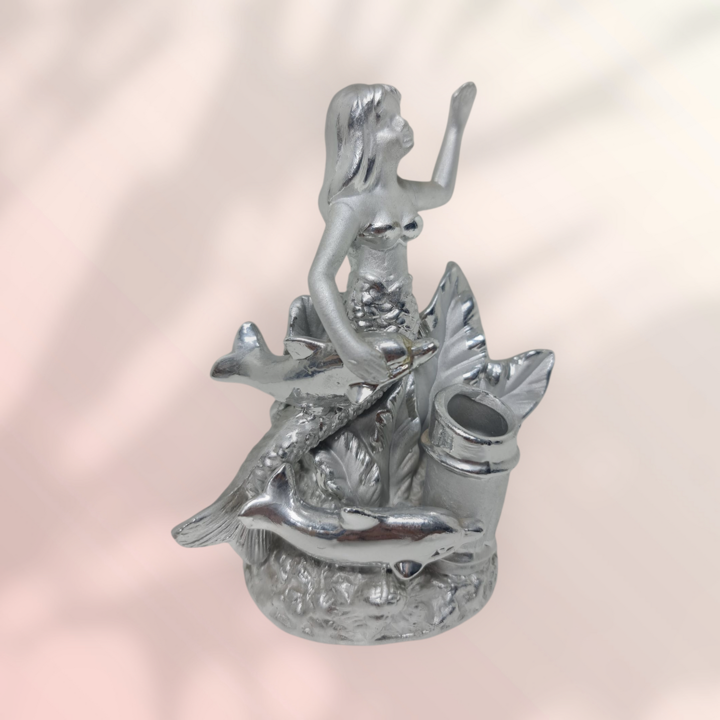 Figura de sirena plateada , decoracion del hogar