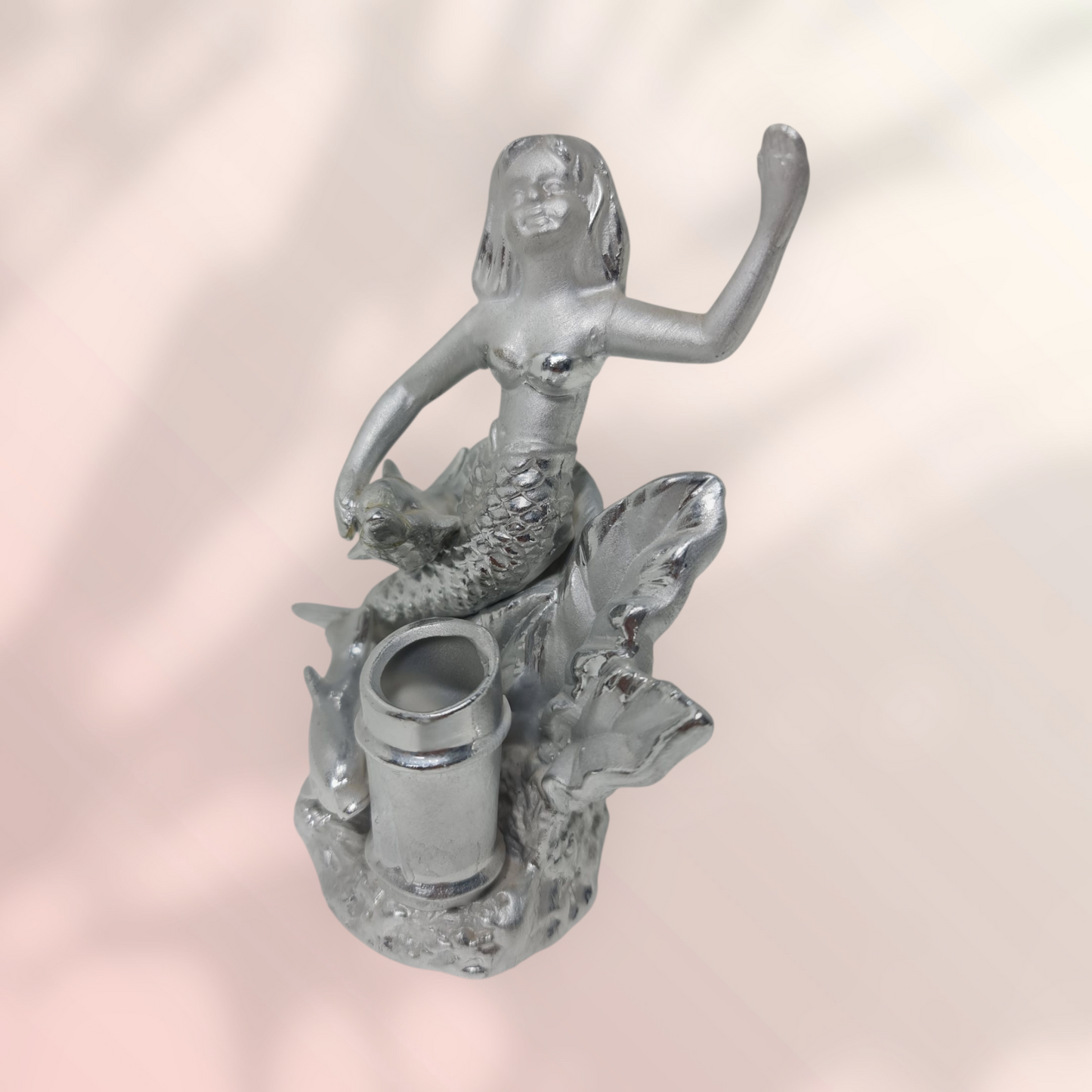 Figura de sirena plateada , decoracion del hogar