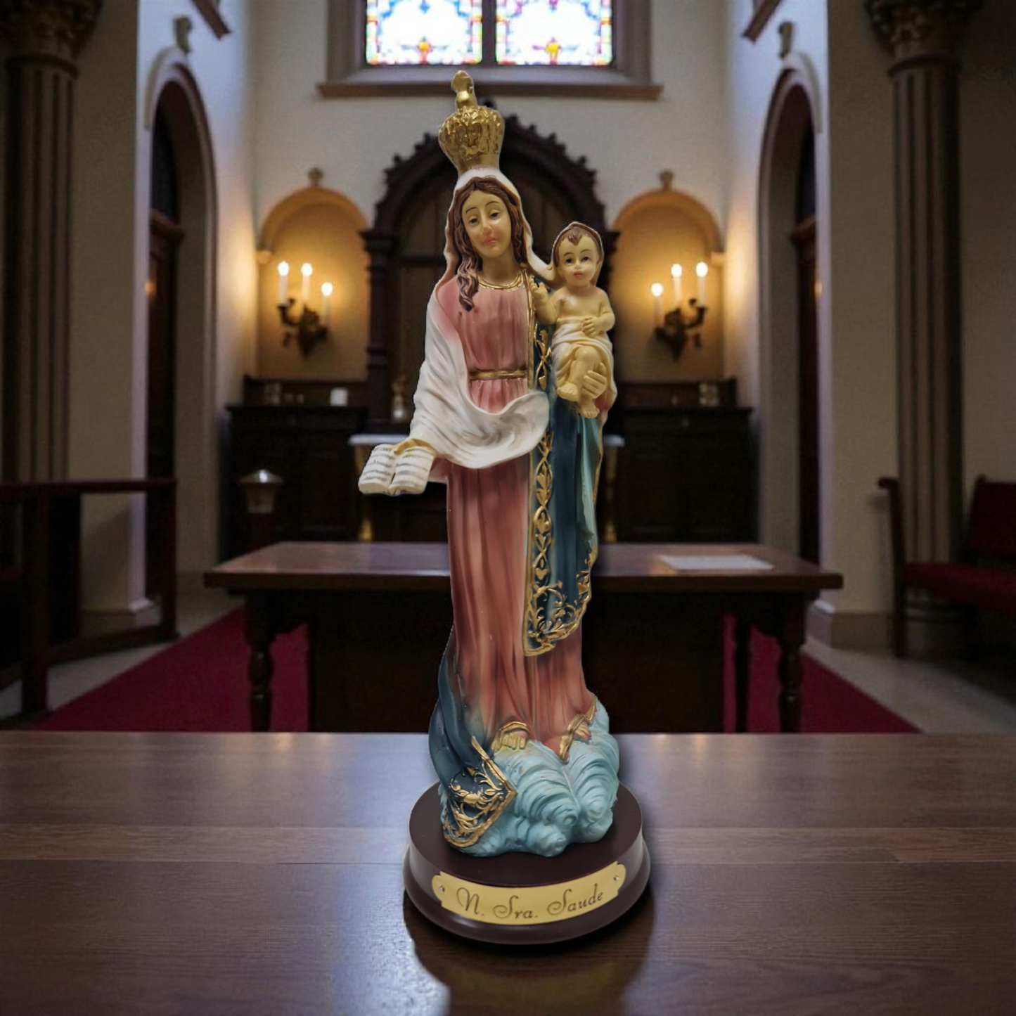 Nuestra Señora de la salud ( Saude ) con niño , virgenes y santos catolicos