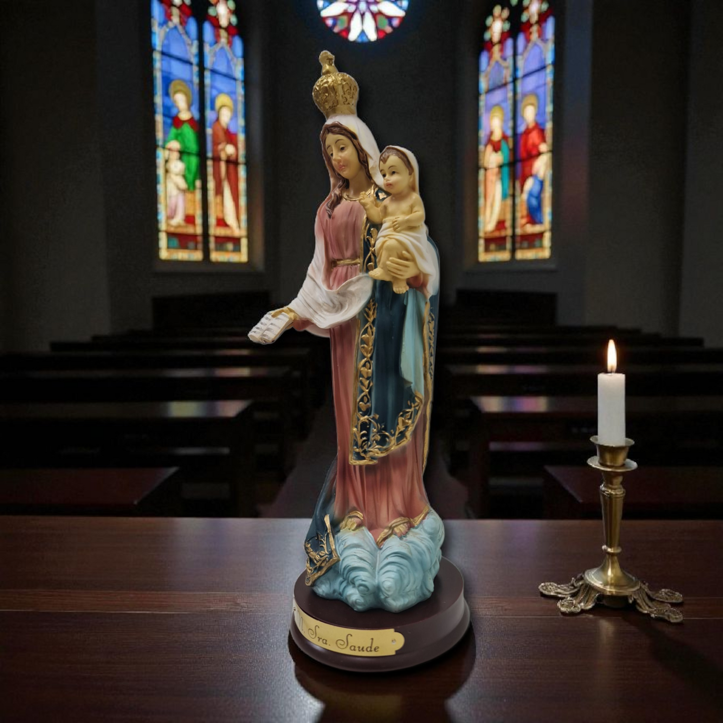 Nuestra Señora de la salud ( Saude ) con niño , virgenes y santos catolicos