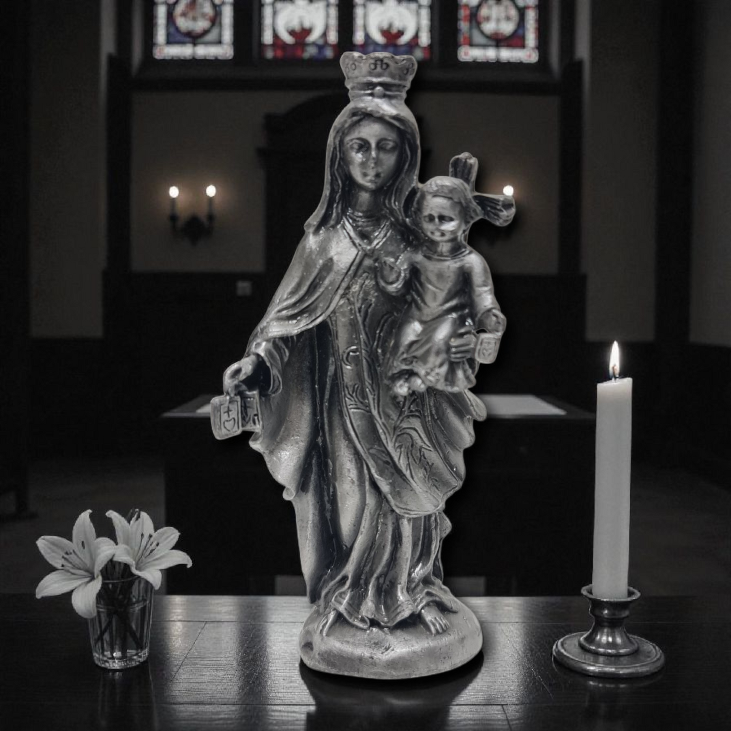 Virgen del Carmen metal  . Santos y vírgenes católicos, productos religiosos
