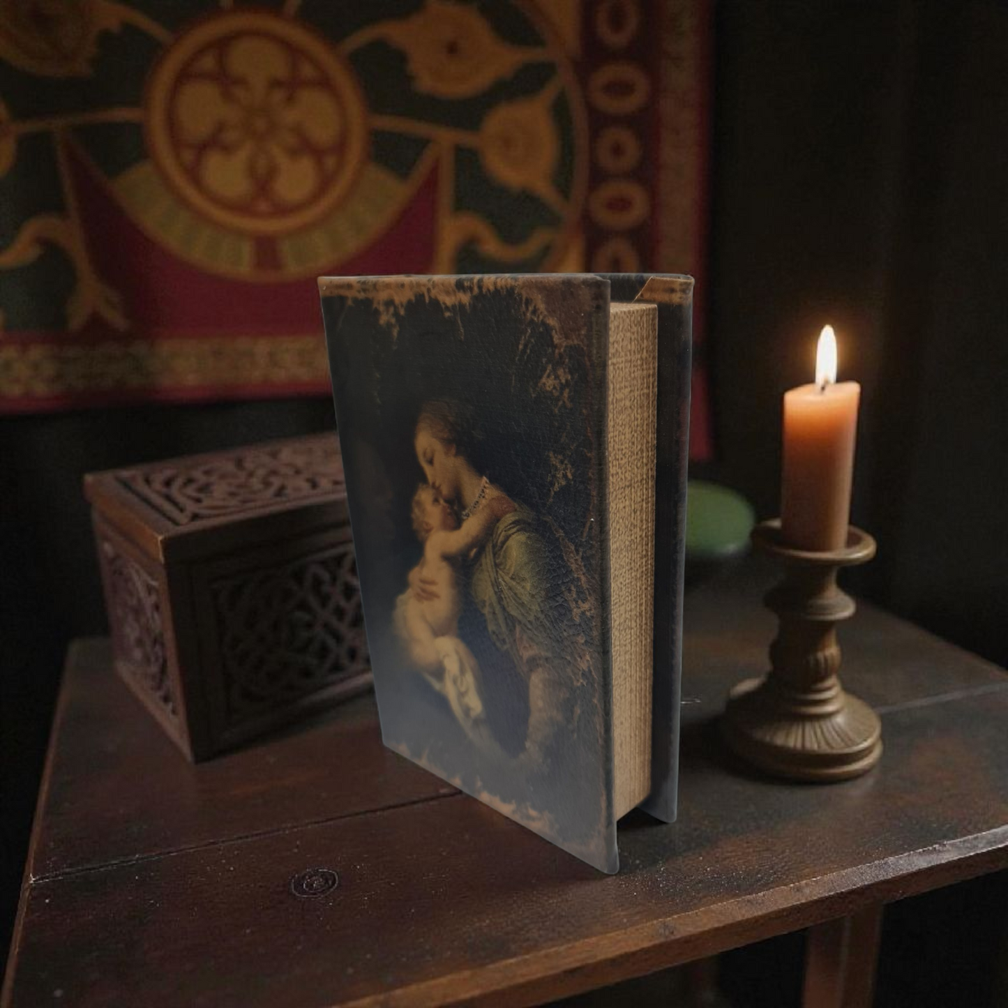 Caja con forma de libro  , Santos y Vírgenes católicos , productos Religiosos