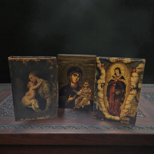 Caja con forma de libro  , Santos y Vírgenes católicos , productos Religiosos