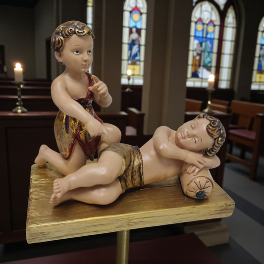 Niño Jesus dormido con Juanito , Santos y Vírgenes católicos , productos Religiosos