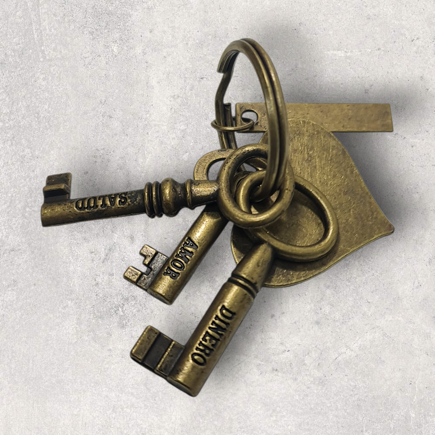 Llavero corazon y llaves de la suerte