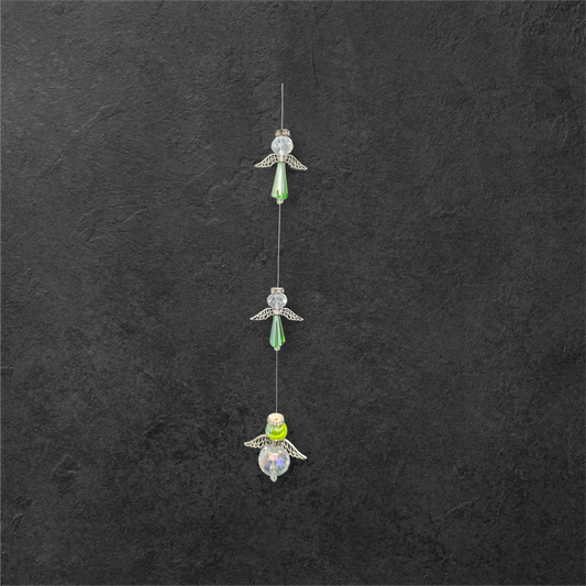 Triple ángel de cristal facetado Feng Shui