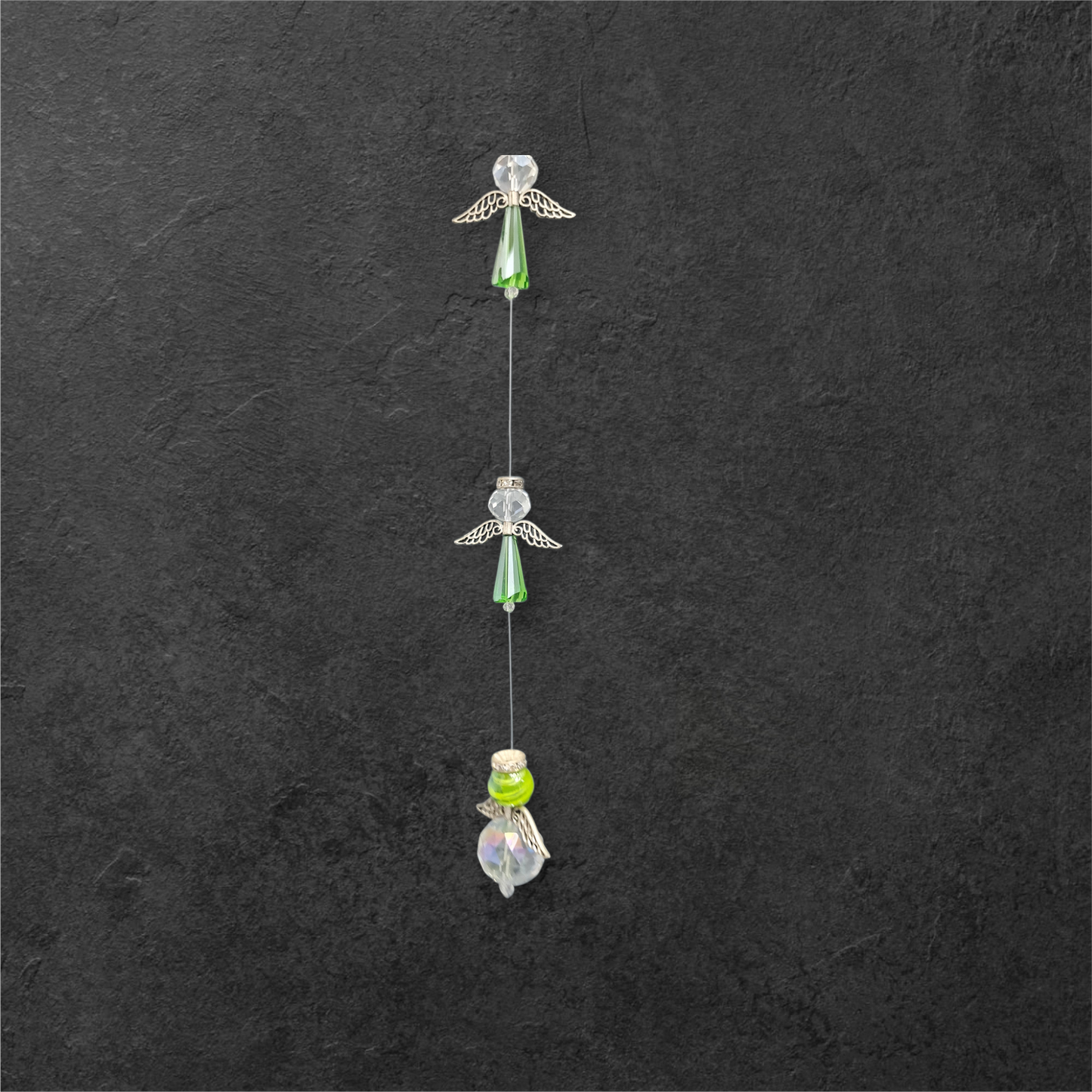 Triple ángel de cristal facetado Feng Shui