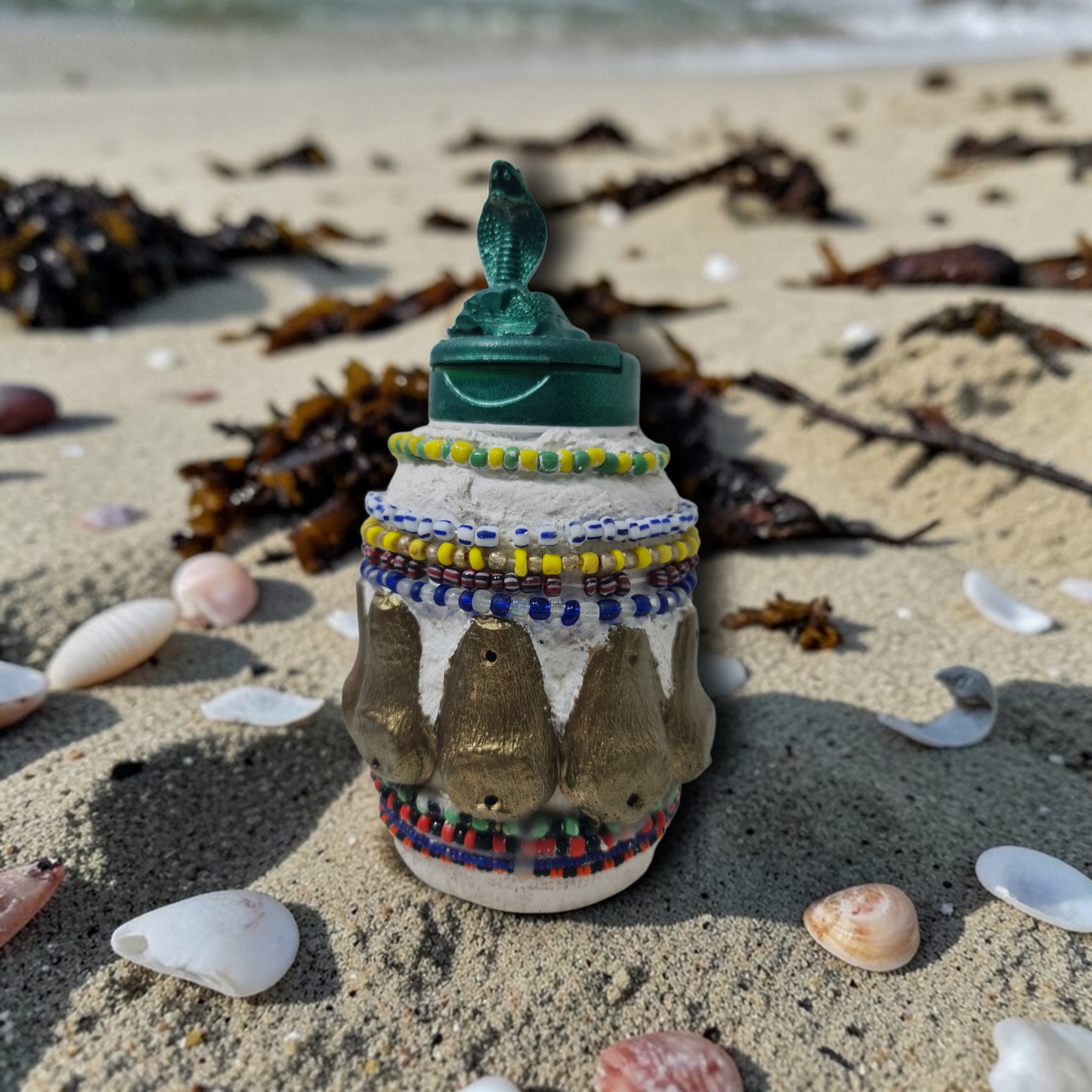 Flasche mit magischem Pulver, um Menschen fernzuhalten, Voodoo, afrikanischer Voodoo