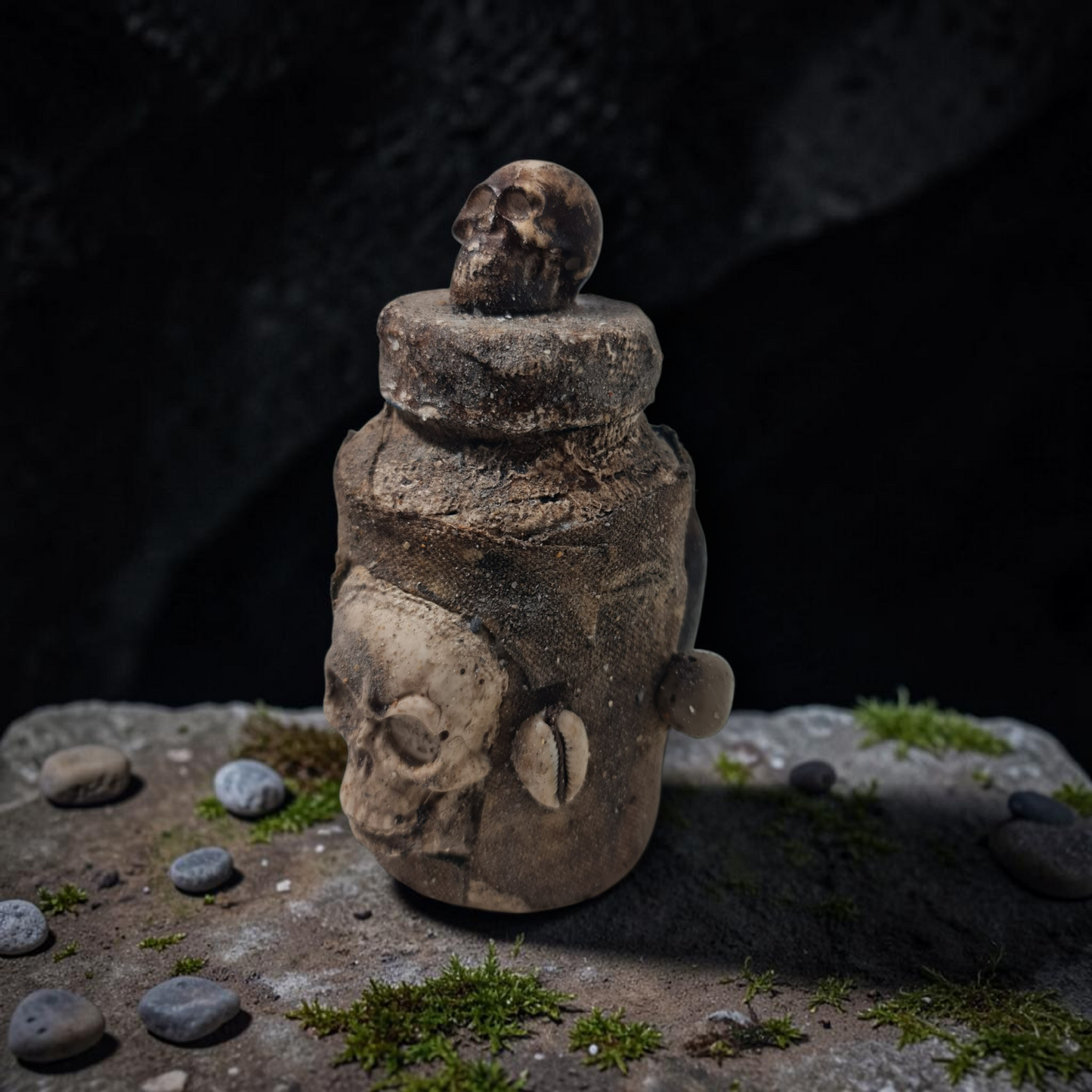 Flasche mit magischem Pulver, um Menschen fernzuhalten, Voodoo, afrikanischer Voodoo