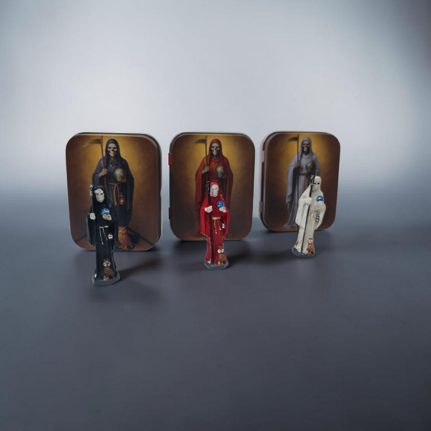 Estatua Santa Muerte 5cm , en lata , Santísima Muerte