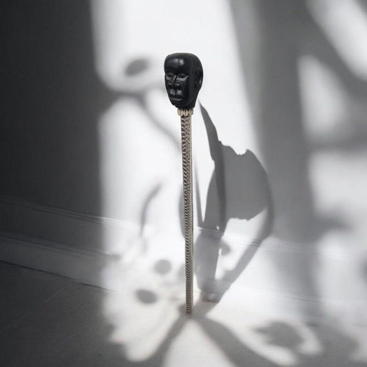 Bastón de carga Eggun forrado piel de serpiente , santería , Palo Mayombe , voodoo