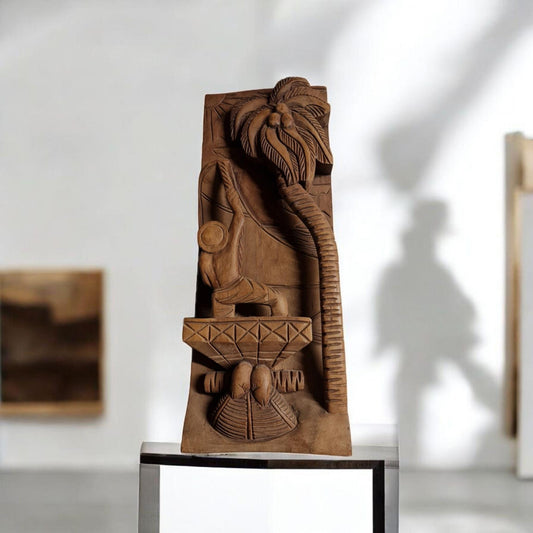 Escultura relieve palmera Tribal  , arte Africano , Galería de arte , hecho a mano , Original
