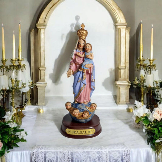 Nuestra Señora de la salud ( Saude ) con niño , virgenes y santos catolicos