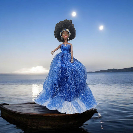 Muñeca Orisha Yemaya , Diosa del Mar , Deidad del Panteón Yoruba
