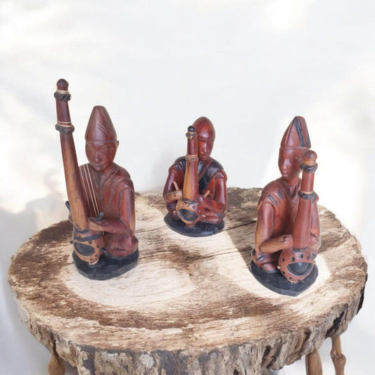Trio Músicos Tribal madera hecho a mano , arte Africano , Galería de arte