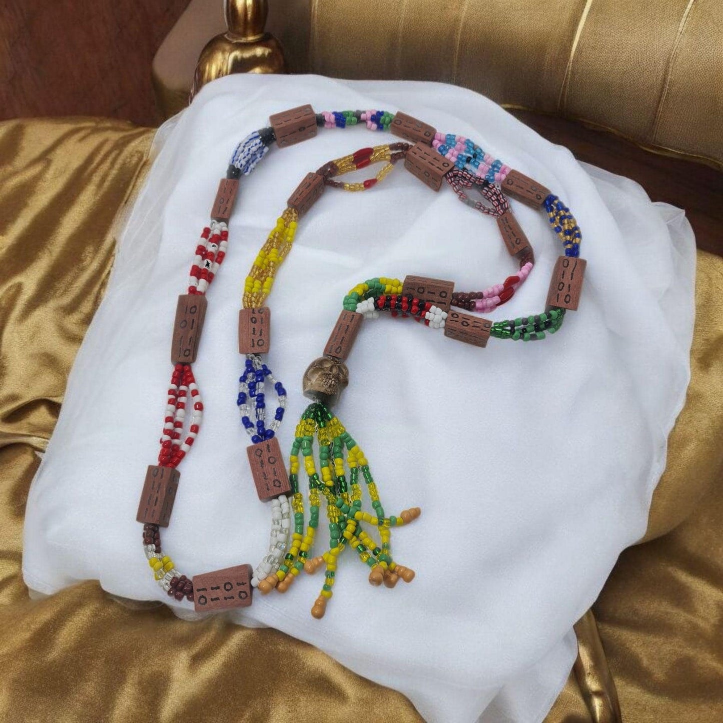 Collar Ogbe Yonó madera de Acana - Babalawo - Santeria Palo Mayombe
