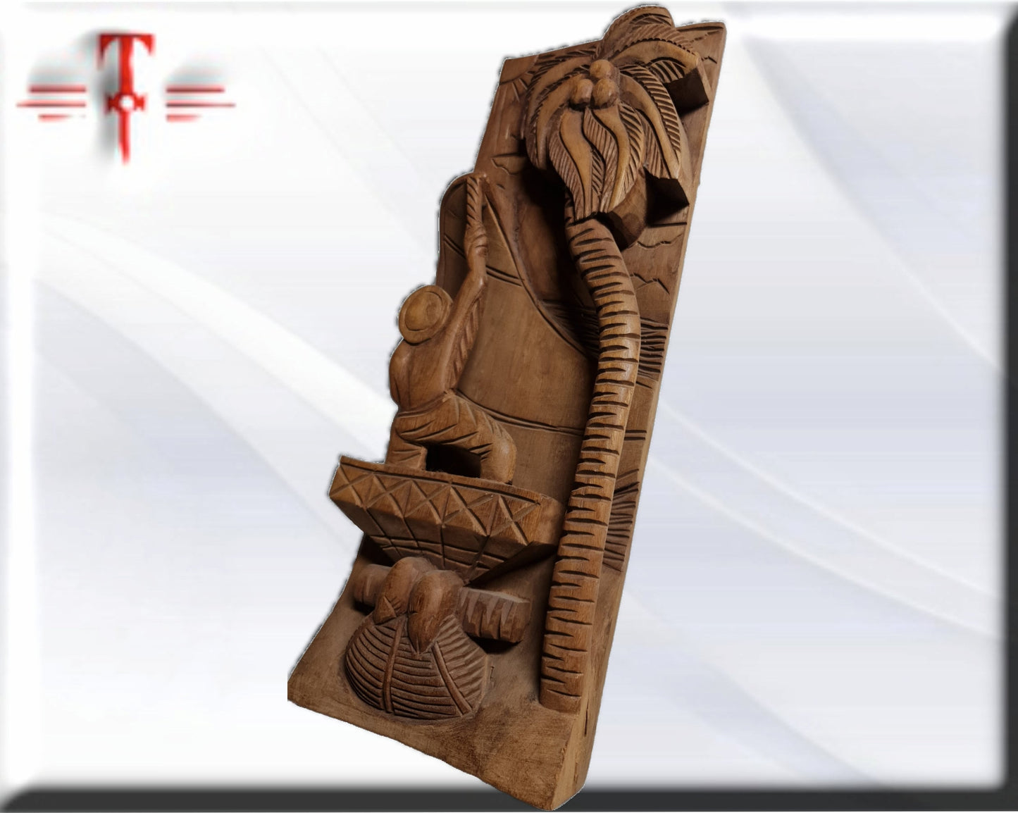 Escultura relieve palmera Tribal  , arte Africano , Galería de arte , hecho a mano , Original