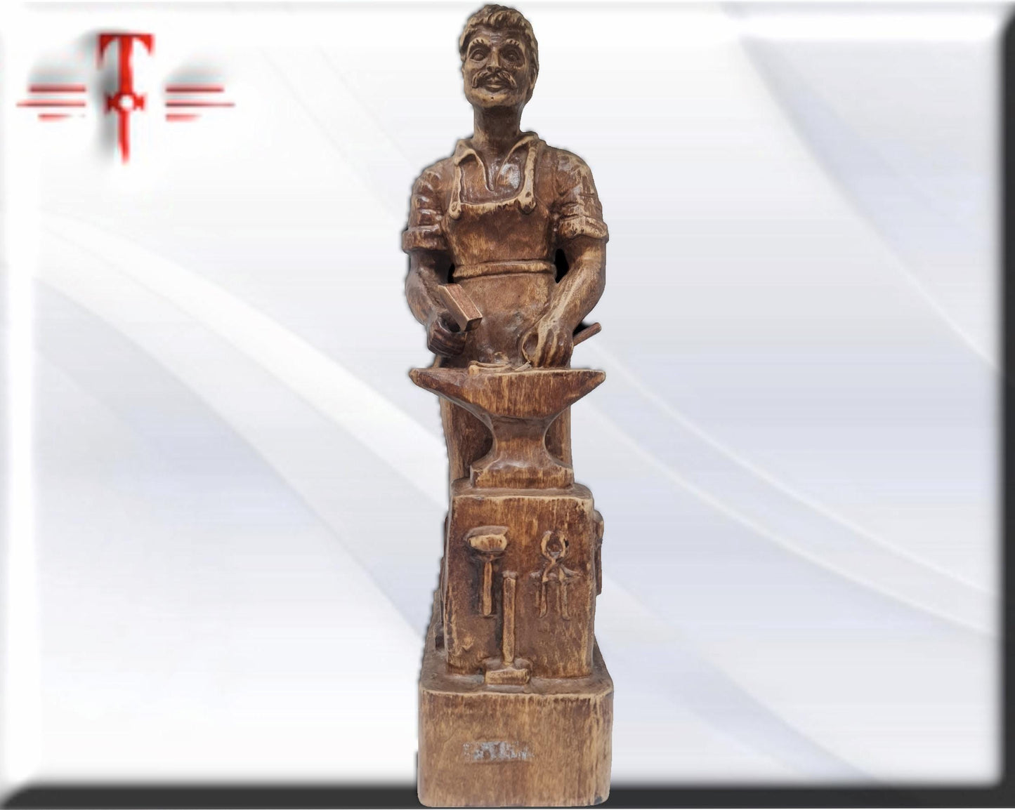 Estatua Herrero tallado a mano 42cm Hand-carved blacksmith statue 42cm