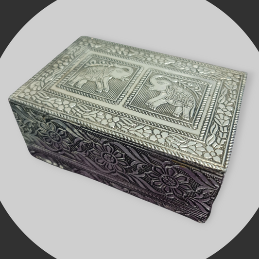 Caja elefantes estampado metal 15cm