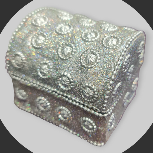 Caja cofre plateado 8cm