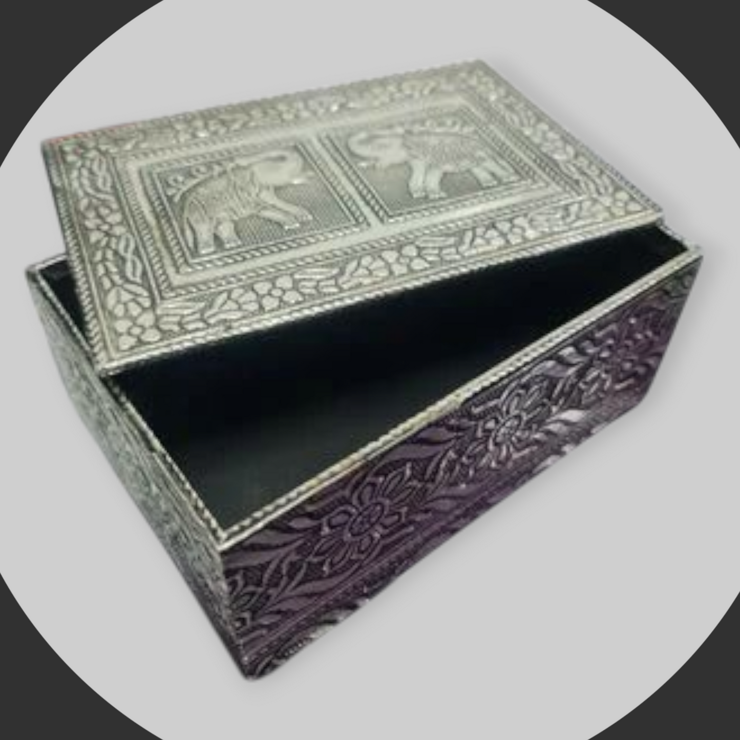 Caja elefantes estampado metal 15cm