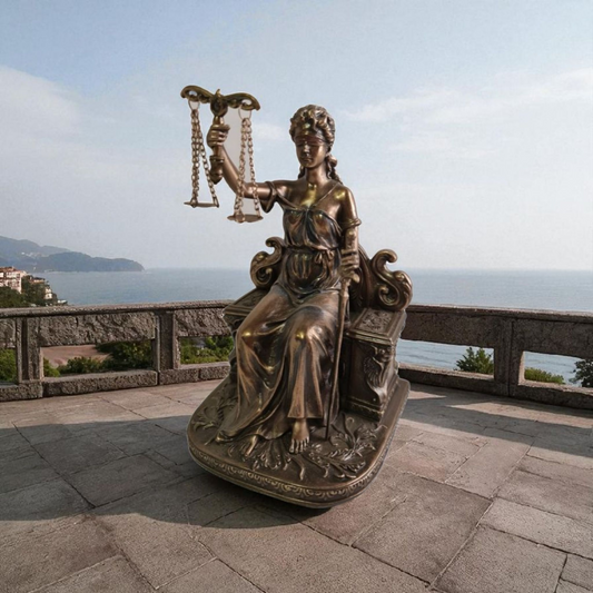Diosa Temis de la justicia sentada