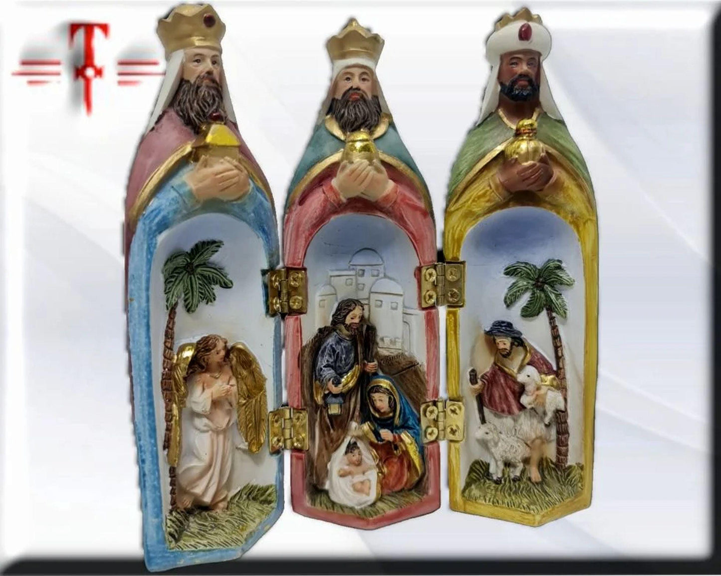 Triptychon der Heiligen Drei Könige, katholische Heilige und Jungfrauen, religiöse Produkte, Made in Portugal