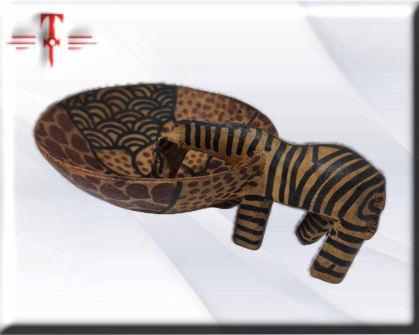 Pareja de cuencos de madera con animales Arte africano , Galería de Arte , antigüedad , Artesanía africana