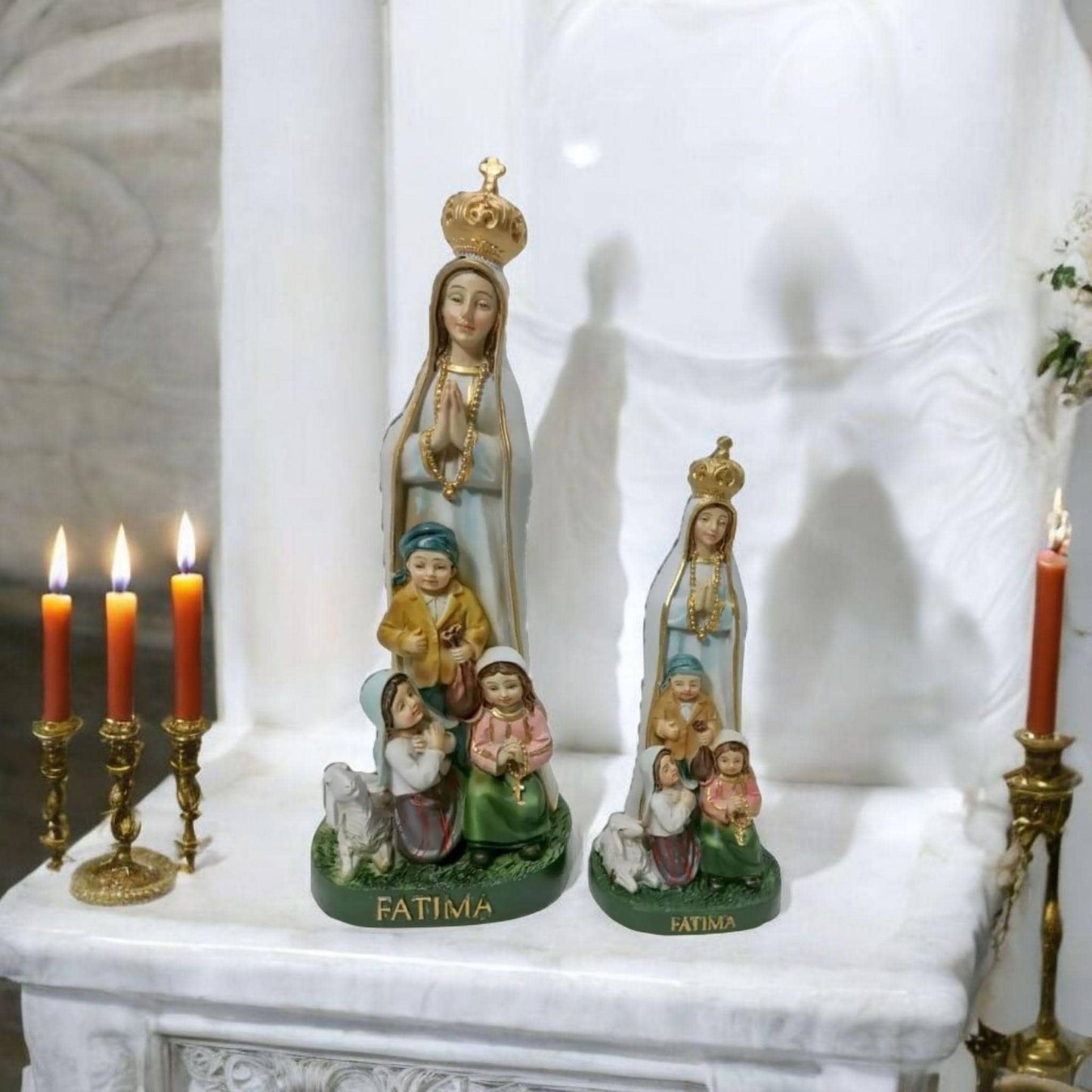 Nuestra señora de Fátima con pastores . Catholic Saints and Virgins, Religious products,