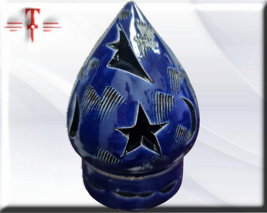 incensario de cerámica esmaltada azul