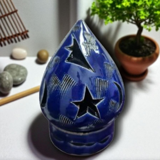 incensario de cerámica esmaltada azul