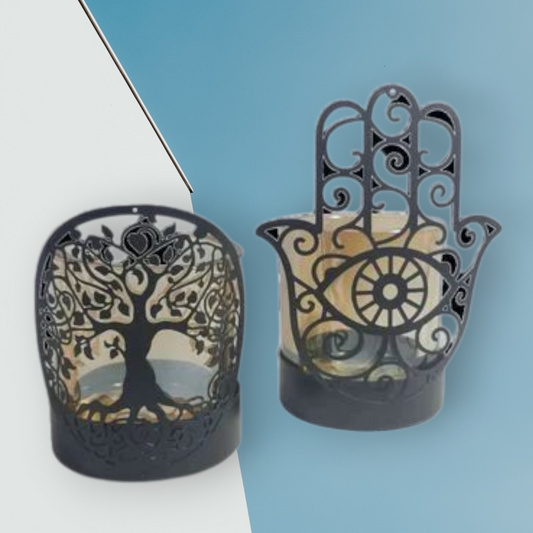 Porta Vela arbol vida y mano Hamsa