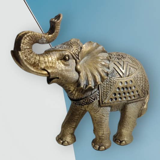 Elefante de resina dorado