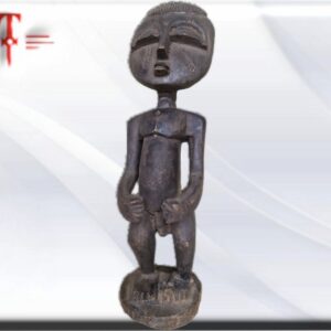 Fetiche Baule ref:402 C.Marfil Peso : 1300gr   tamaño aprox 52*15*14cm Son figuras humanas talladas en diversos tipos de madera representan a personajes de importancia para la vida de la comunidad: curanderos, guerreros, antepasados, la mujer… El artista pone de relieve el papel que dichos personajes tienen para la sociedad y carga las figuras de gran simbología. Por medio de estas estatuas, los familiares difuntos continúan estando presentes en la vida cotidiana de la familia a la que protegen. A estas estatuas se les atribuye una fuerza especial, al ser consideradas moradas de los espíritus. También un poder mágico, otorgado, por las sustancias vegetales, animales o minerales introducidas en oquedades de la figura y principalmente en el vientre, fuente y sede de la fuerza vital Y por los encantamientos realizados por el adivino, sacerdote o hechicero. Su uso, tanto del término como del objeto, le ha ido confiriendo una amplia gama de poderes que van desde el de simple amuleto o talismán hasta poderes exclusivamente divinos. El fetiche encarna una mezcla de magia, superstición y religiosidad. Muchas poblaciones nativas del África del oeste le llaman juju. La variedad de fetiches en África es grande, como numerosas son las etnias. Normalmente representados por figuras antropomorfas y, aunque menos numerosas, zoomorfas. En África está arraigada la creencia que relaciona las enfermedades con actos de brujería. Encontrar un remedio que los contrarreste es imprescindible para atenuar o evitar sus daños. El doctor tradicional se vale de los conocimientos en medicina para dotar al "nkisi" del poder necesario introduciendo "la carga mágica" en el interior. Algunas de estas figuras, de aspecto terrorífico, están atravesadas por clavos, cuchillas o trozos de hierro y otras, Y adornadas de cuernos, conchas, pieles, amuletos desprenden un halo de misterio. Estas figuras se utilizan para obtener la protección personal, de la familia y de los pueblos, alejar a los malos espíritus del poblado, Asi mismo atraer la lluvia, alejar las enfermedades, lograr la curación o como remedio terapéutico, entre otras muchas finalidades.