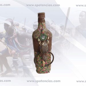 Botella Poder djaka koliko , se rellena con aguardiente para coger el poder del espíritu , Con ella obtendremos mayor poder y protección en los negocios. nunca dejar que se vacie por completo.1litro Mawu-Lisa, también escrito como Mahu-Lisa, Mahou-Lissa o Mahu-Lisa, es el gran dios del panteón Fon, conocido como Vodun, de Benín. Es un dios complejo y andrógino compuesto por las deidades Mawu, la mitad femenina, y Lisa, la mitad masculina.