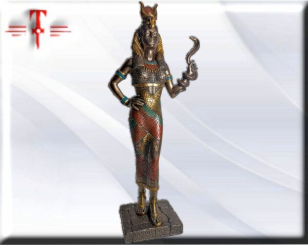 Figura estatua Diosa Hathor , Egipto , faraones , mitología , amuletos Tamaño : 29cm / 11.41 Inch color bronce Peso: 475gr Cualidades: . Como  su adoración se remonta a  época predinástica, encontramos  a Hathor identificada con muchas diosas locales  y se puede decir que todas las diosas eran formas de Hathor.