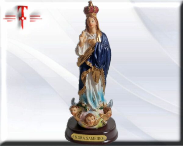. escultura Nuestra Señora de Sameiro , Máxima Calidad Europea . Material : resina Medidas: 15cm / 5.90 Inch . Peso: 105 Gr.