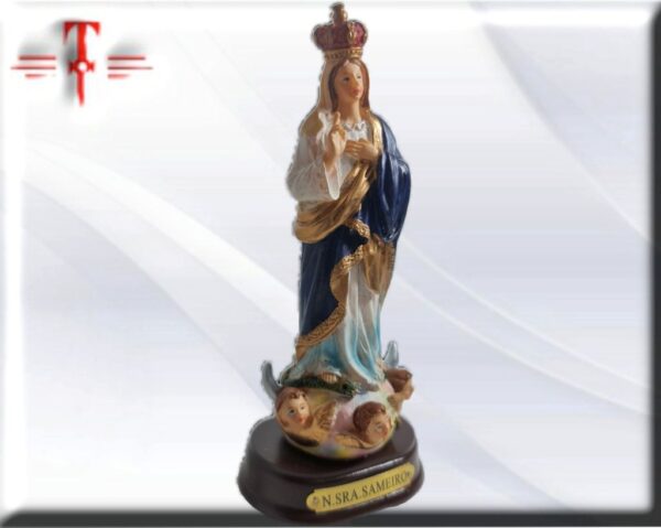 . escultura Nuestra Señora de Sameiro , Máxima Calidad Europea . Material : resina Medidas: 15cm / 5.90 Inch . Peso: 105 Gr.